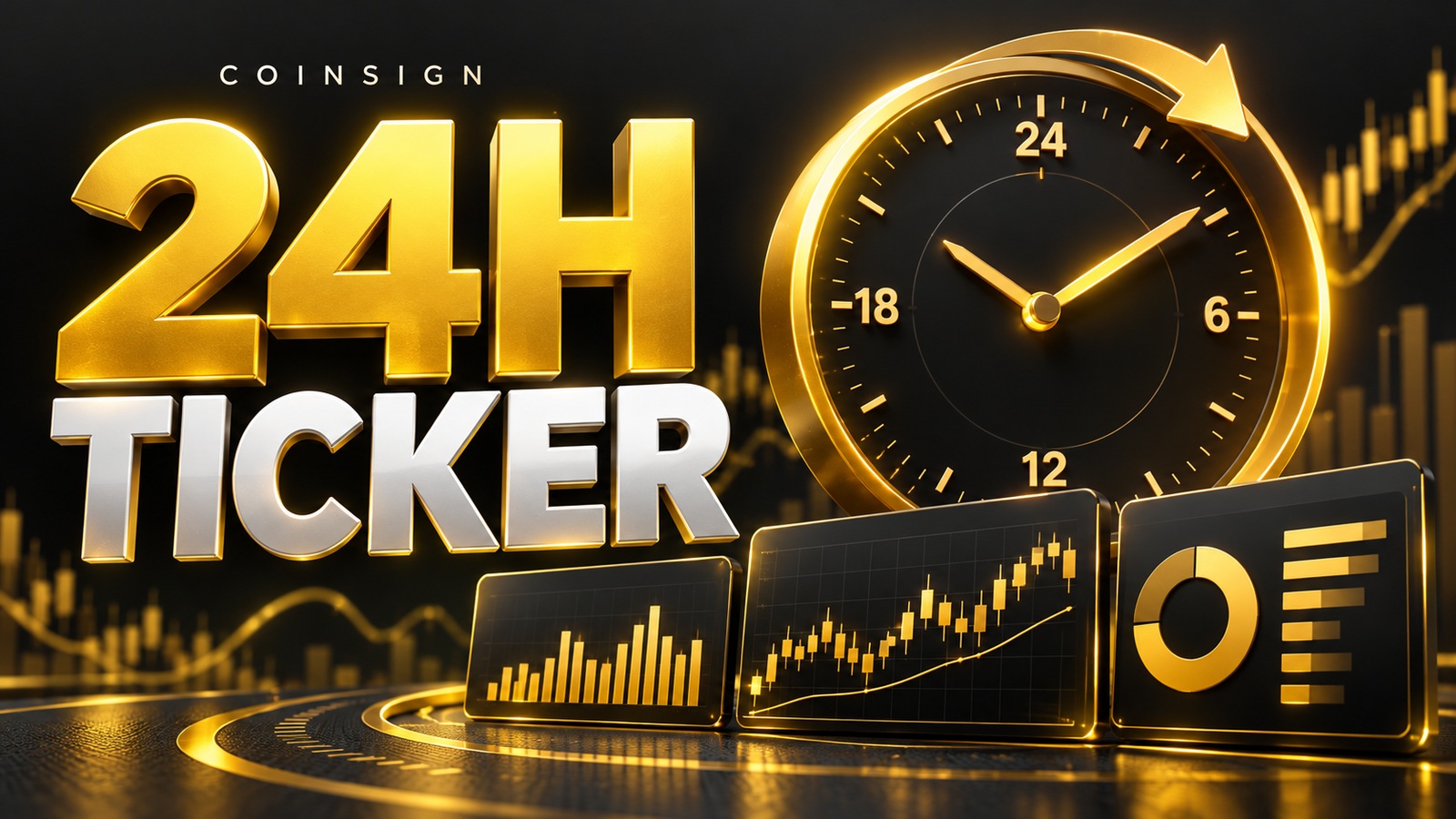 24H TICKER 글자와 24시간 시계·가격 및 거래량 통계 패널